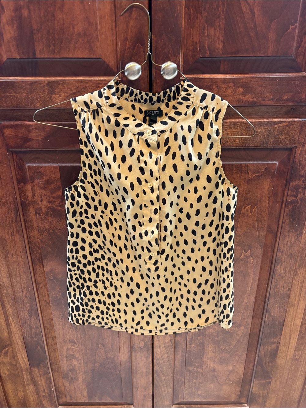 J. Crew Sleeveless Animal Print Shell Top in Tan and Black